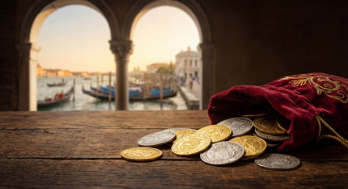 Beneška trgovina z zlatom in srebrom — renesančni kovanci