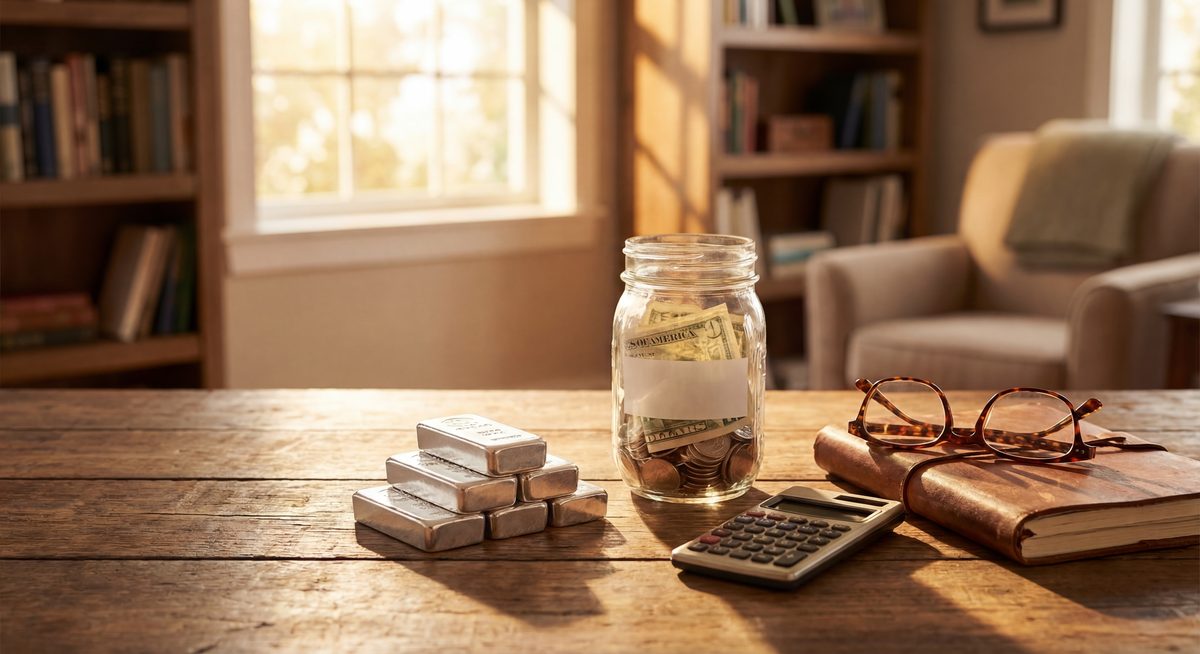 Srebrne palice in kalkulator — izračun za mini pokojnino